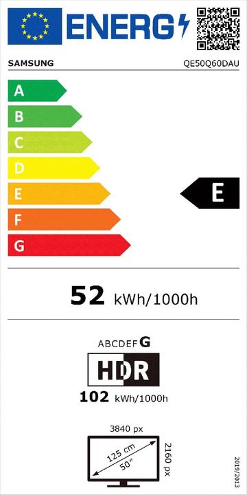 Energy Label Samsung QE50Q60D (50", Q60D, QLED, 4K, 2024)