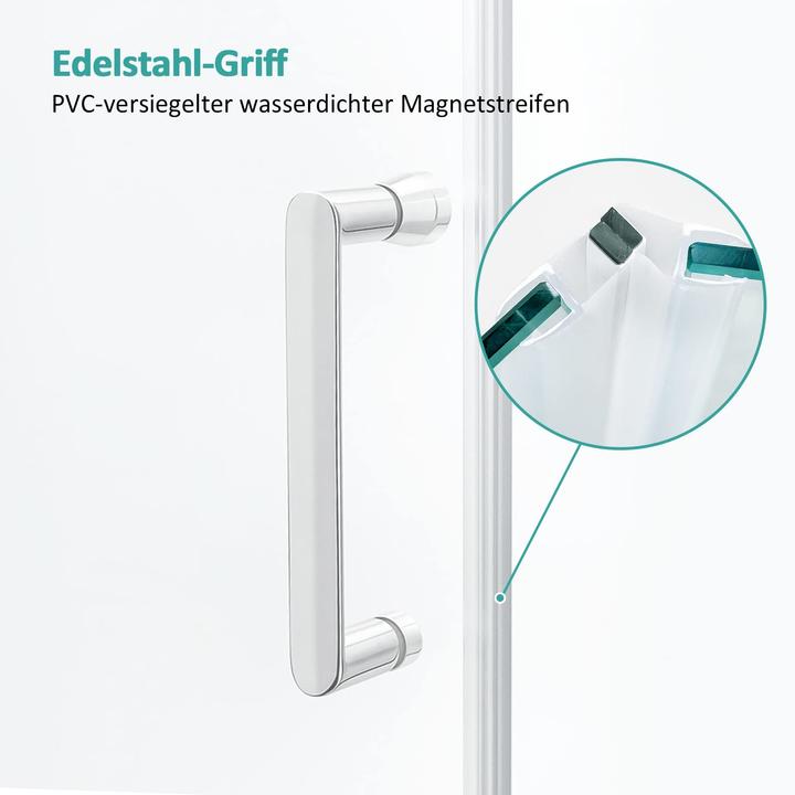 Actual product image Emke Quarter Circle Shower Enclosure, 90x90cm Sliding Door, Round Shower Partition, Glass, H190cm (90 cm, 90 cm, 195 cm)