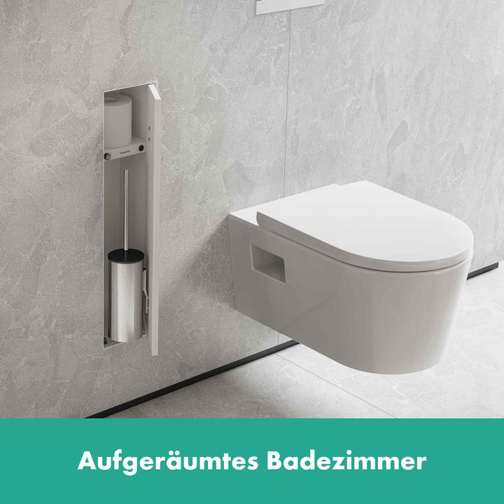 Immagine prodotto hansgrohe XtraStoris Rock portascopino, con ripiano, porta piastrellabile, senza cornice, 145x140x59