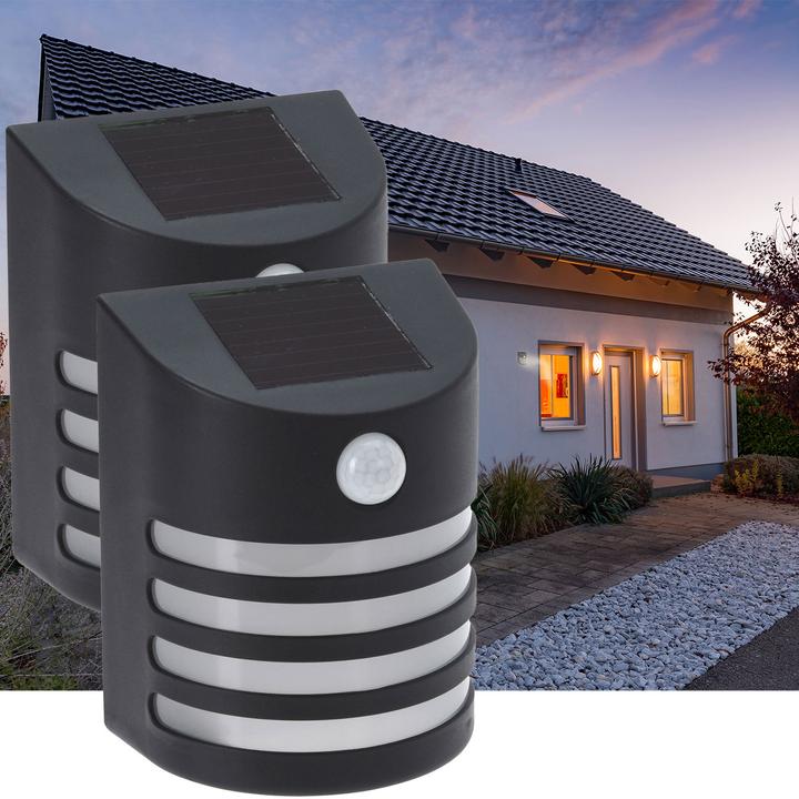 Actual product image ProGarden Set of 2 solar outdoor lights with PIR motion sensor, wall light (IP44)