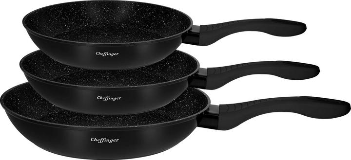Immagine prodotto Cheffinger Set di 3 padelle con rivestimento effetto marmo e rivestimento antiaderente (28 cm, Padella per friggere, Alluminio)