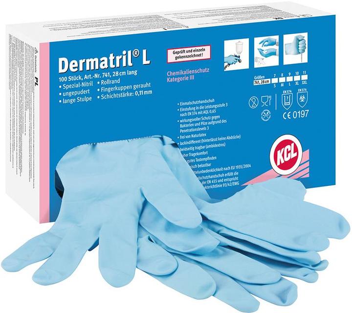 Actual product image KCL Dermatril L 741 074107081C 100 pcs. disposable gloves Size (gloves): 7 EN 455 (7)
