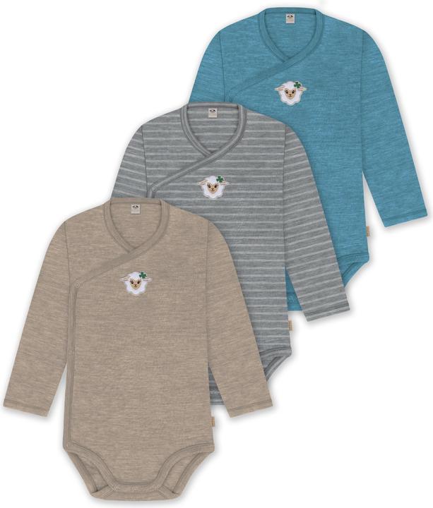 Produktbild Normani 3er Set Baby-Body Wickelbody Langarm Toddler-Bodysuit aus Merinowolle - 9357 (50)