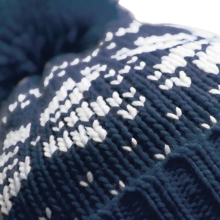 Produktbild Beechfield Strickmütze Mit Bommel Schneeflockenmuster (One Size)