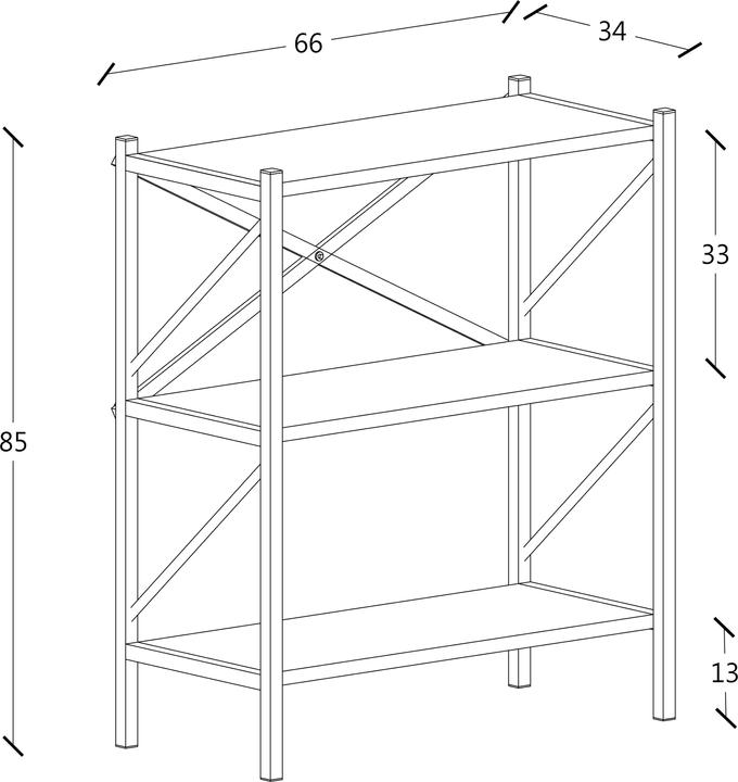 Produktbild VCM Holz Metall Aufbewahrung Stand Regal Bücherregal Deko Bücher Standregal Insasi 2 (66 x 34 x 85 cm)