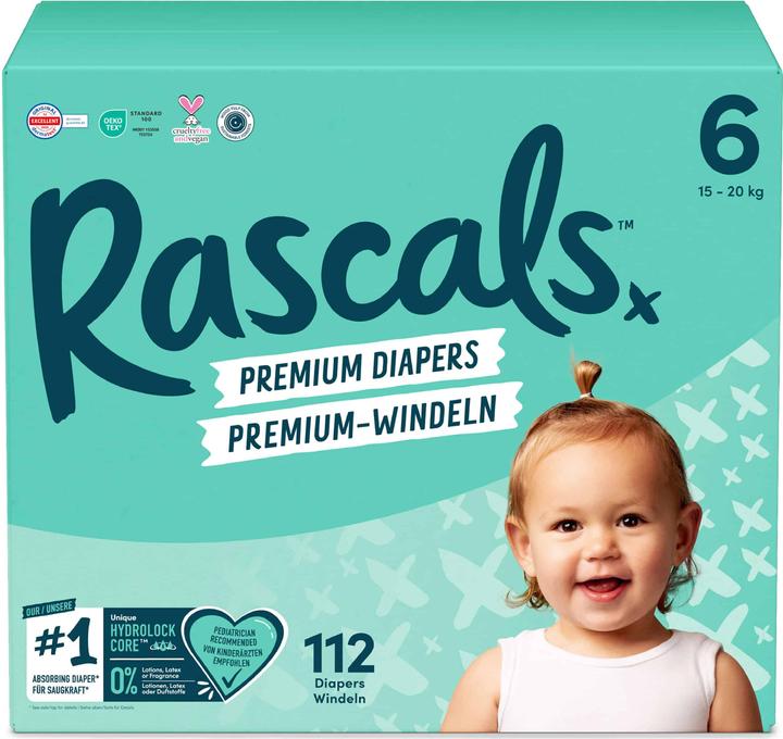 Actual product image Rascals Premium-Windeln (Size 6, Monthly box, 112 Piece)