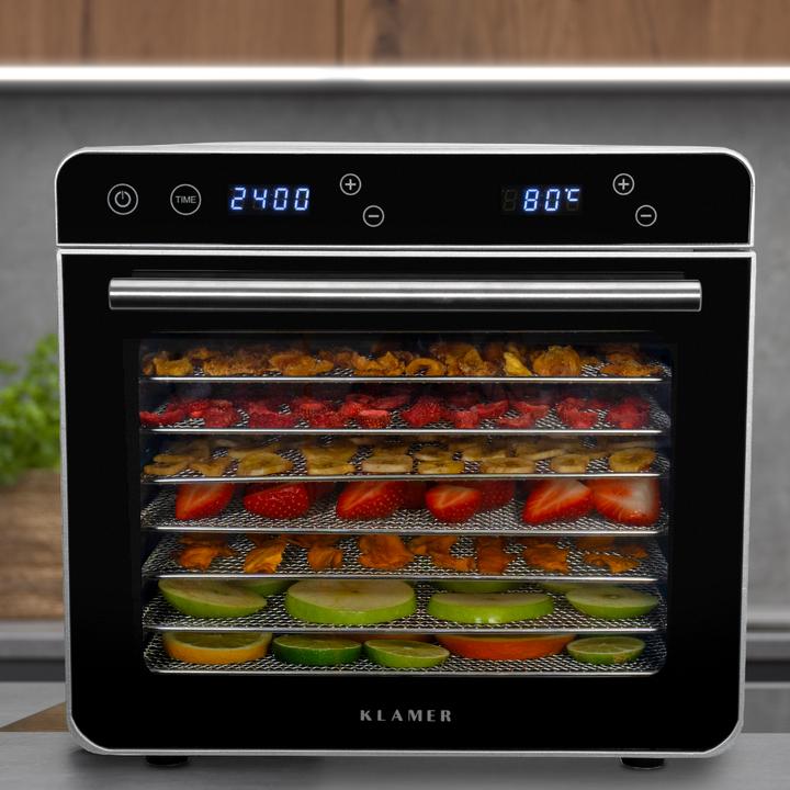 Produktbild KLAMER Premium Dörrautomat XL 700W, 8 extra grosse Einlegefächer aus Edelstahl