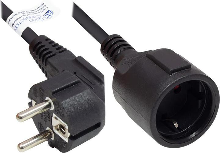 Actual product image Good Connections Extension earthing contact plug type E+F (CEE 7/7, angled) to socket type F (CEE 7/3, straight), s (2 m, CEE 7/3)