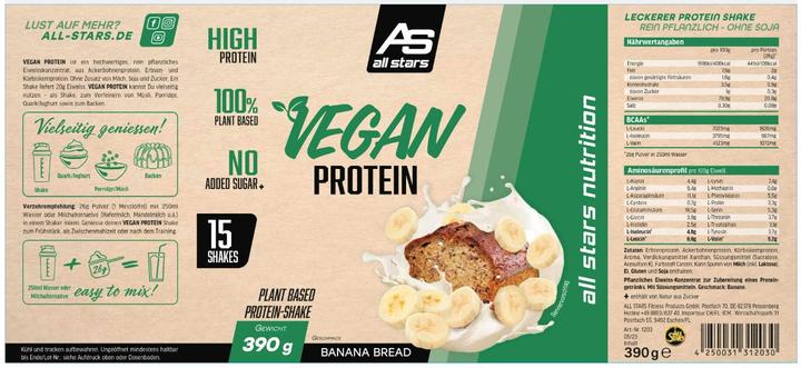 Actual product image All Stars Vegan Protein (390G can) (Banana, 1 pcs., 400 g)