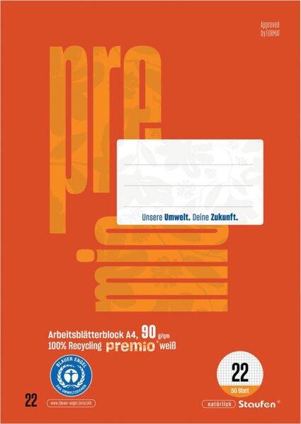 Actual product image Staufen Worksheet pad Premio 22 50 sheets squared 5mm 4-hole red DIN A4 90g/m² (A4, Checked)