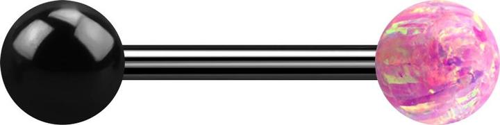 Immagine prodotto Star Piercing Barbell nero con palla e palla rosa opalino (senza ottone, Acciaio chirurgico 316L)