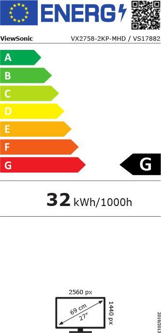Label énergétique Viewsonic VX2758-2KP-MHD (2560 x 1440 pixels, 27")