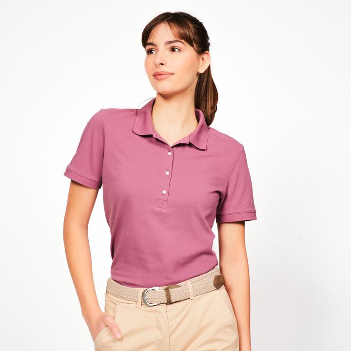 Produktbild Inesis Damen Golf Poloshirt kurzarm Baumwolle - MW500 dunkelrosa (L)