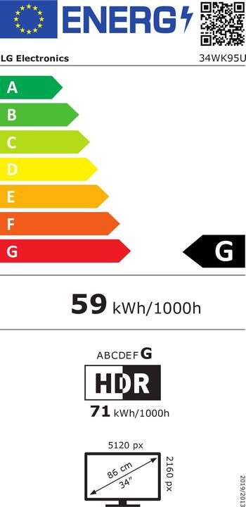 Energy Label LG 34WK95UP-W (5120 x 2160 pixels, 34")