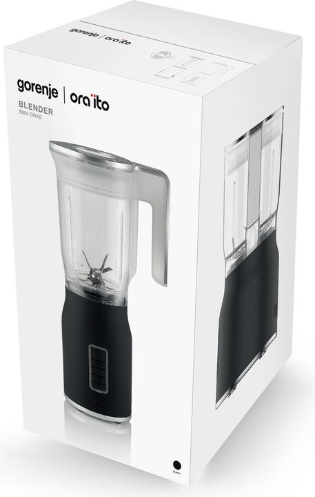 Produktbild Gorenje Blender B800ORAB Tabletop, 800 W, Jar material Plastic, Jar capacity 1.5 L, Ice crushing, Black (800 W)