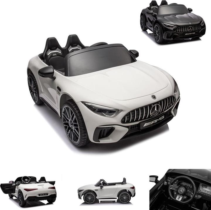 Produktbild Es-toys Kinderfahrzeug - weiss - Elektro Auto Mercedes SL63 AMG - Lizenziert - MP3 + Ledersitz + EVA (12 V)