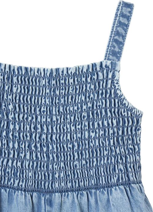 Vertbaudet Mädchen Jumpsuit aus Light-Denim mit gestickten Blumen