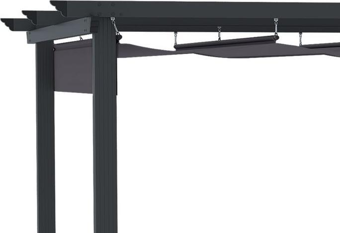 Produktbild Swisshandel24 Pergola 2,95x2,95 m Pavillon Terrassenüberdachung mit Schiebedach Aluminium Polyester Grau (295 cm, 295 cm)