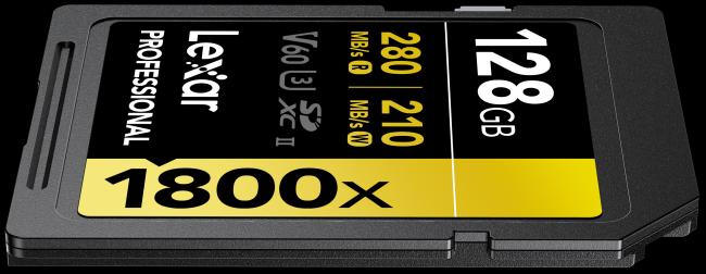 Image du produit Lexar Pro 1800x R270 SDXC (128 Go, SDXC, U3, UHS-II)