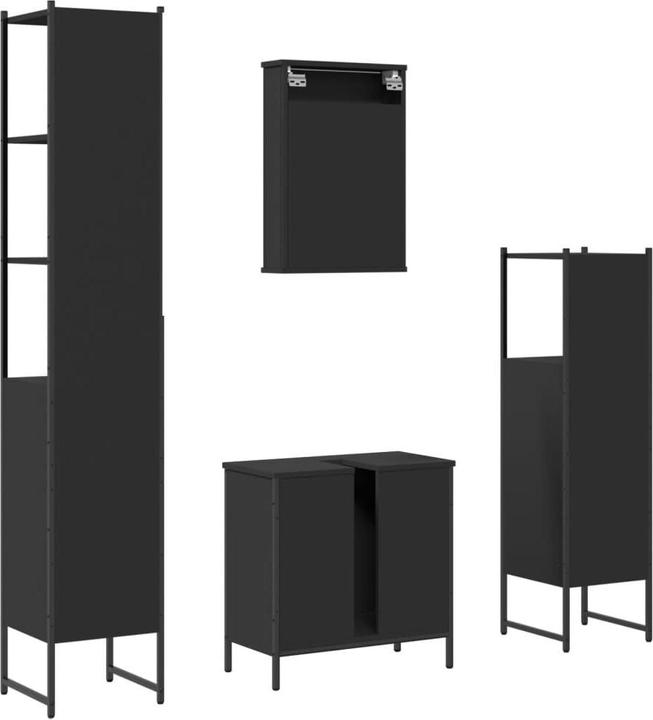 Actual product image VidaXL Bathroom furniture set Mirror cabinet Vanity unit Bathroom cabinet 4-piece black