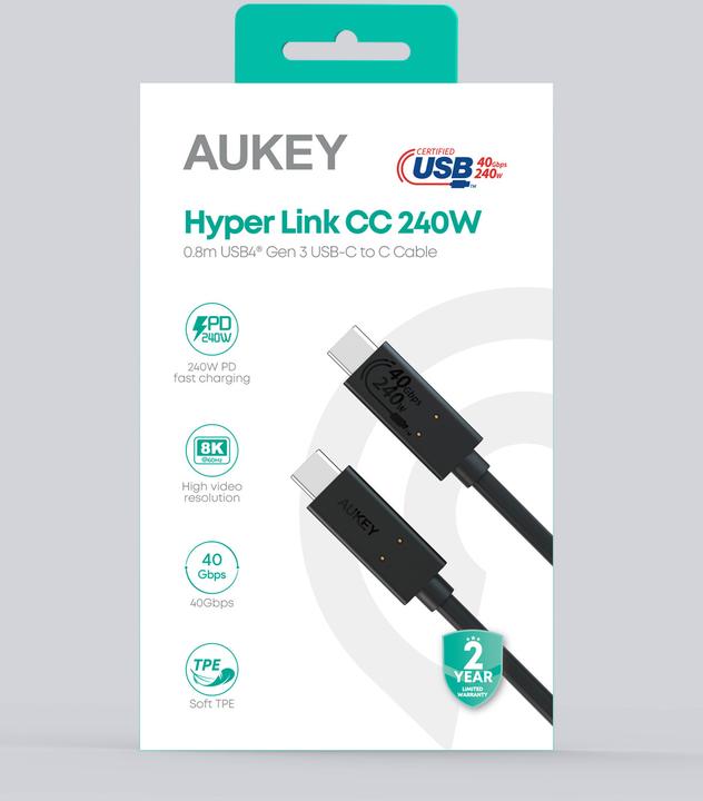 Actual product image Aukey USB C — USB C (0.80 m, USB 4.0)