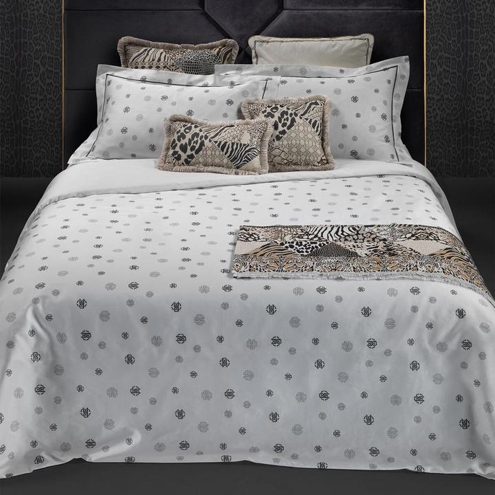 Actual product image Roberto Cavalli Mako satin bed linen Jewel Monogram black (Bedding set, 135x200 cm + 80x80 cm)