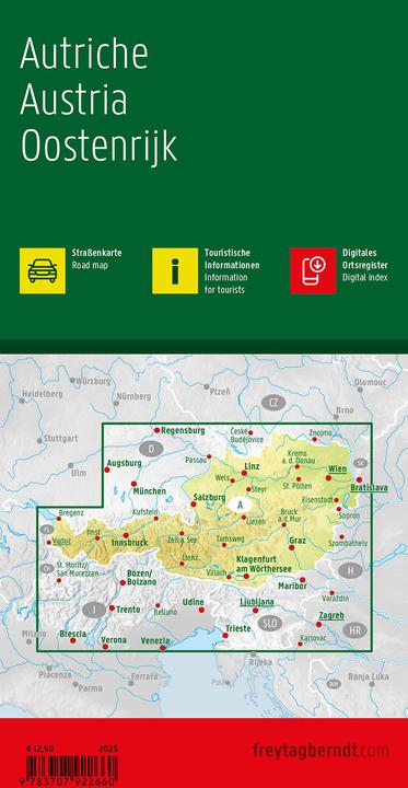 Image du produit Autriche, carte routière 1:500.000, freytag & berndt