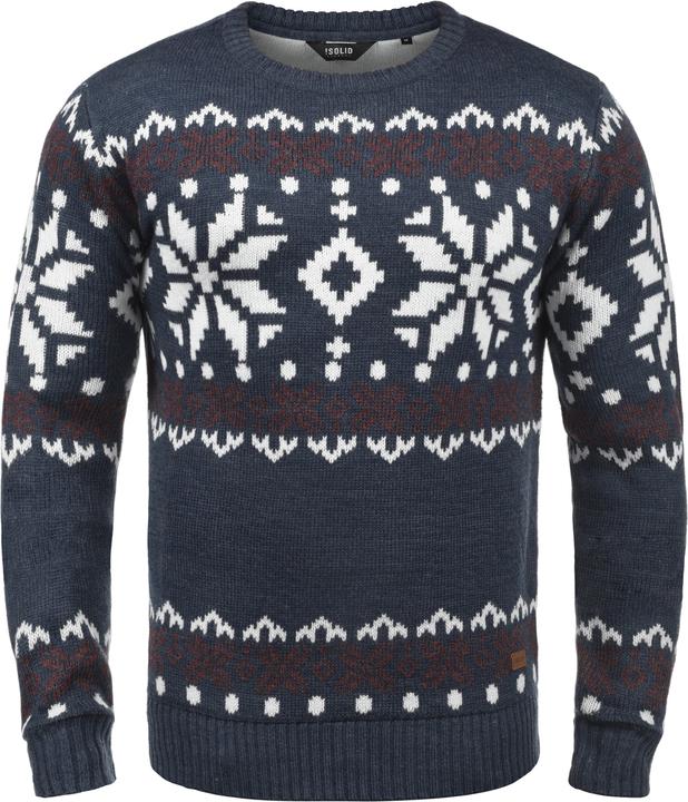 Image du produit Solid Norwig Pull En Grosse Maille Pull-Over Tricot Pour Homme Avec Encolure Rond (L)