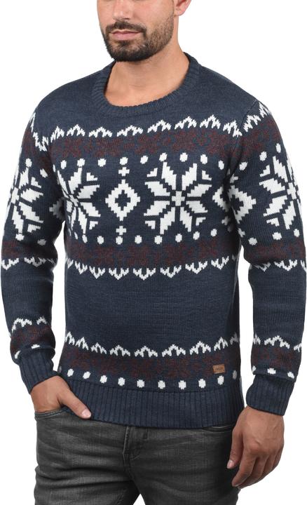 Image du produit Solid Norwig Pull En Grosse Maille Pull-Over Tricot Pour Homme Avec Encolure Rond (L)