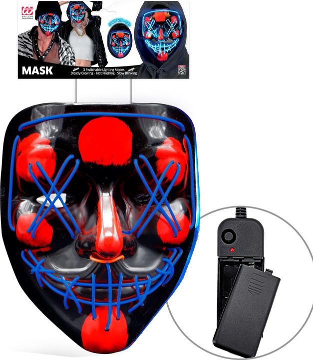 Actual product image Widmann Creepy X mask with blue LED lighting