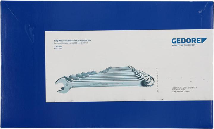 Produktbild Gedore 1 B-0115 Ring-Maulschlüssel-Satz 15-teilig 6-32 mm (6 mm, 12 mm, 10 mm, 7 mm, 17 mm, 11 mm, 8 mm, 9 mm, 13 mm)