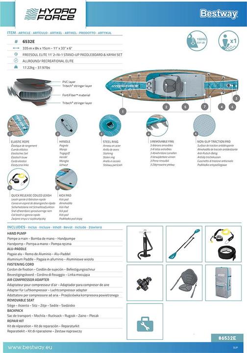 Energy Label Bestway SUP FreeSoul Elite 335 x 84 x15cm