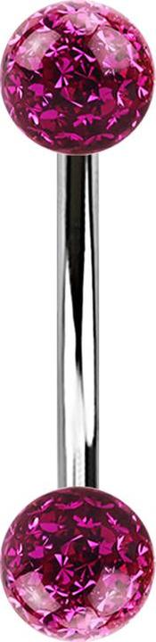 Produktbild Star Piercing Banane silber mit zwei Kristall Kugeln fuchsia Epoxy Schutzschicht (Chirurgenstahl 316L, ohne Messing)
