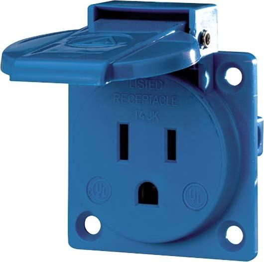 Produktbild Mennekes MEN 10087 Anbausteckdose blau 125V 15A 2P+E USA