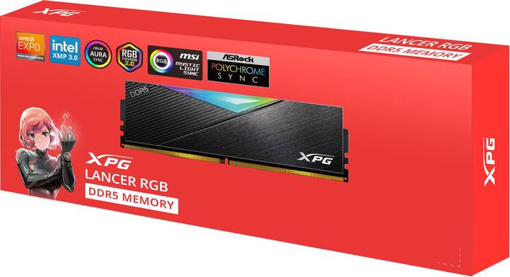 Image du produit Adata DIMM 48 Go DDR5-6800 (2x 24 Go) Dual-Kit (noir, AX5U6800C3424G-DCLARBK, XPG Lancer RGB) (2 x 24 Go, 6800 MHz, RAM DDR5, DIMM)