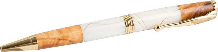 Immagine prodotto Natura Punto Biro Olive in legno con dettagli in metallo e resina, marrone, bianco, oro (Bianco, Marrone, Oro)
