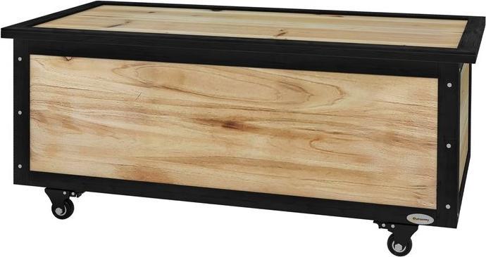Image du produit Swisshandel24 Coffre de jardin en bois Coffre de rangement 121L Coffre de rangement à roulettes, Résistant aux