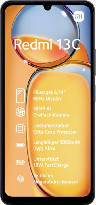 Actual product image Xiaomi Redmi 13C (128 GB, Midnight Black, 6.74", Dual SIM, 50 Mpx, 4G)