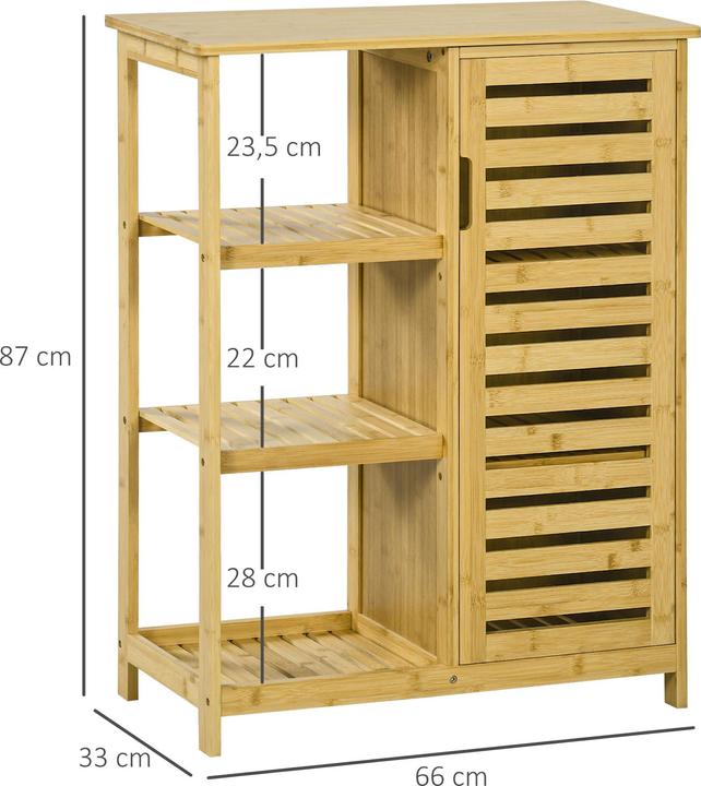 Immagine prodotto Kleankin Mobile da bagno con ripiano aperto e protezione antiribaltamento (66 x 33 x 87 cm)