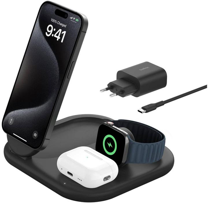 Immagine prodotto Belkin Stazione di ricarica Qi2 BoostCharge 3-in-1 (15 W)