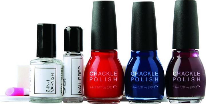 Rio Crackle Nails Party Nail Kit ( NCRP) (Blue, Red, Burgundy, Farblack)