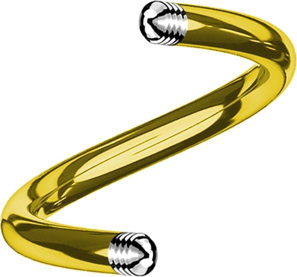 Actual product image Star Piercing Micro spiral rod gold-plated (Surgical steel 316L)