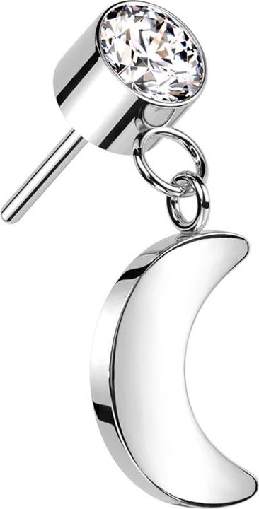 Produktbild Star Piercing Threadless Zylinder silber Kristall silber Anhänger Mond silber (ohne Messing, Titan G23)