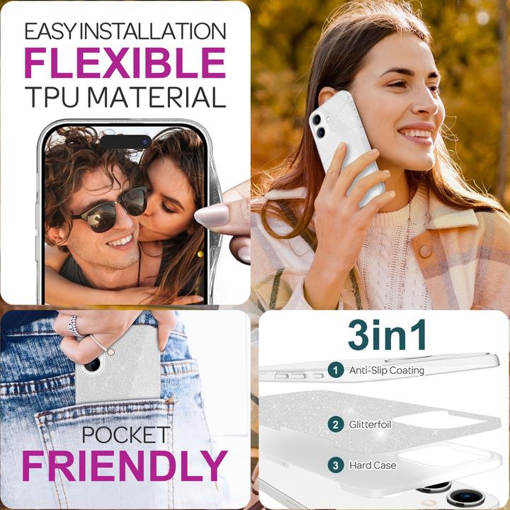 Produktbild Nalia Glitzer Hybrid Hülle (Apple iPhone 16)