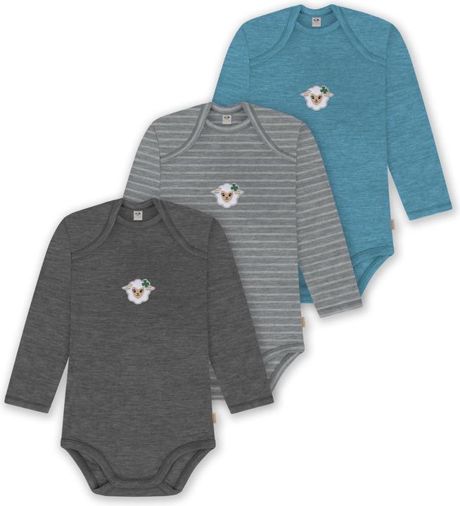 Normani 3er Pack Baby Merino Body Langarm „Auckland" - 9383