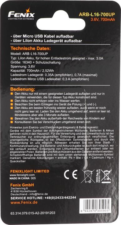 Produktbild Fenix Arb L16-700