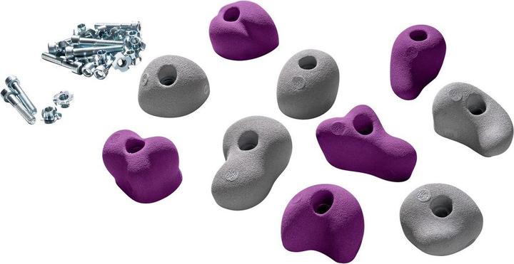 Image du produit Kletterbude Prises d'escalade pour enfants Kit complet StarterKids Sprösslinge, made in Germany (Violet-gris)