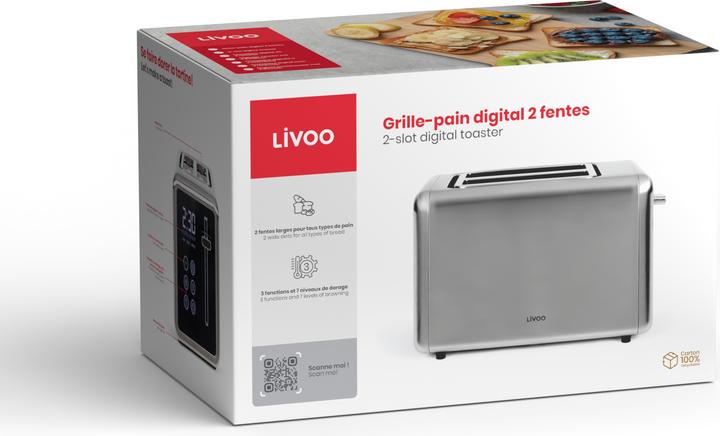 Produktbild Livoo Digitaler Toaster mit 2 Schlitzen (EU-Stecker)