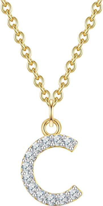 Actual product image Glanzstücke München Ladies letter C sterling silver cubic zirconia yellow gold 45.0 cm base chain + 5.0 cm extension - (Sterling Silver, 40 - 45 cm)