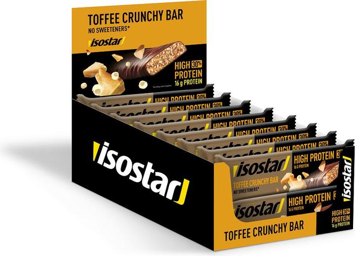 Image du produit Isostar Barre High Protein 30% Toffee Crunchy Bar, 16 x 55g (Caramel, 16 pcs, 880 g)